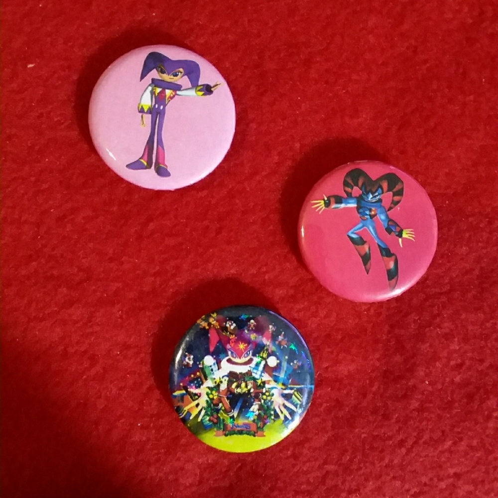 Handmade NiGHTS Into Dreams Button Pins
